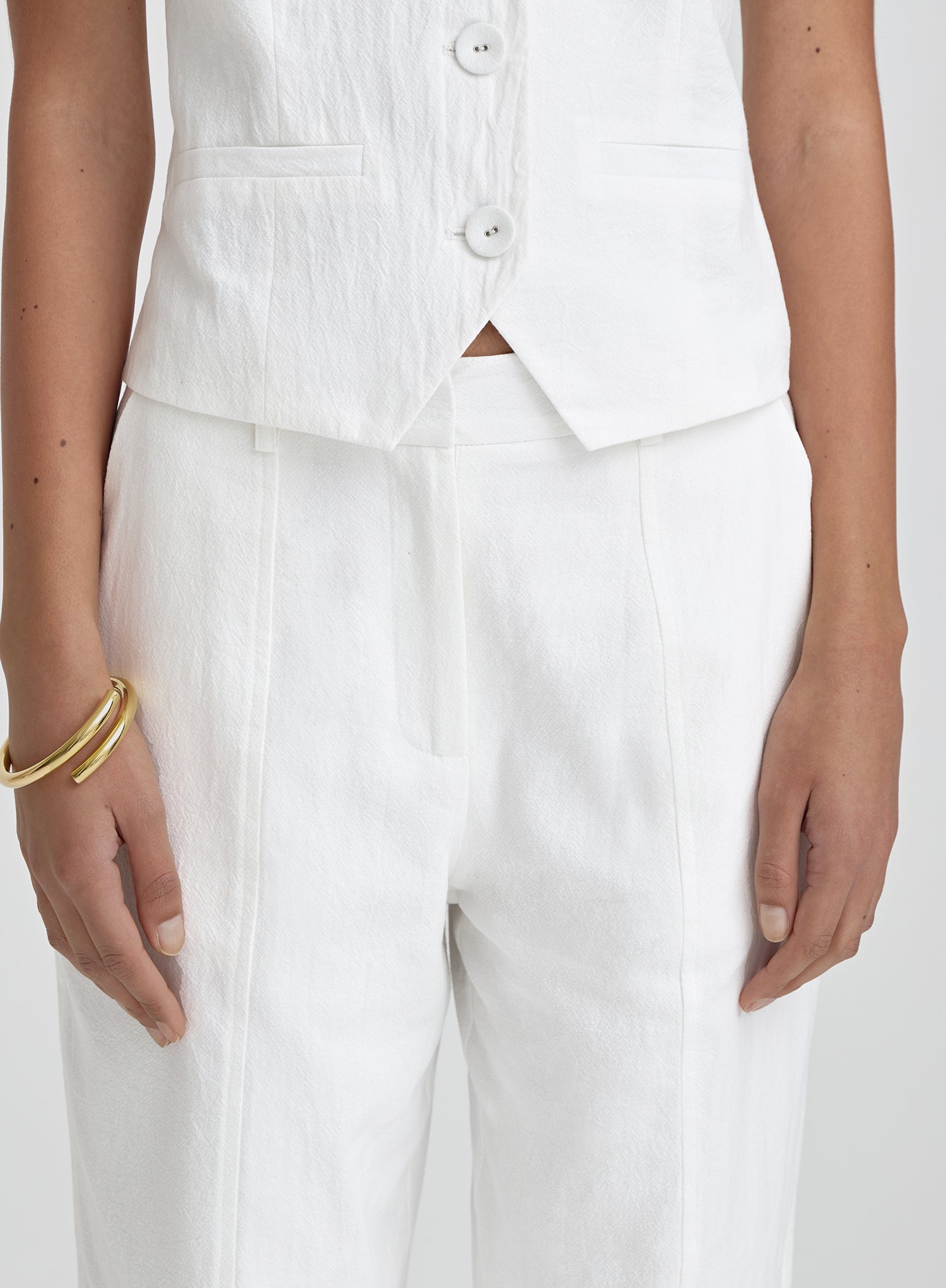 White Linen Tailored Trousers
